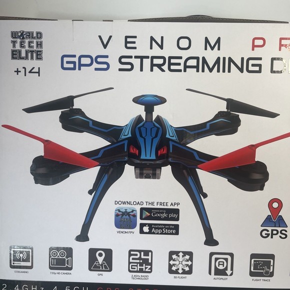 World tech elite 2.4 GHz 4.5 CH VENOM PRO GPS STREAMING DRONE NEW quadcopter - Picture 10 of 10